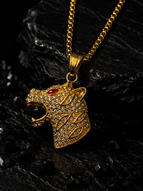 Crimson Roar lion pendant necklace for men by AYAMONDS