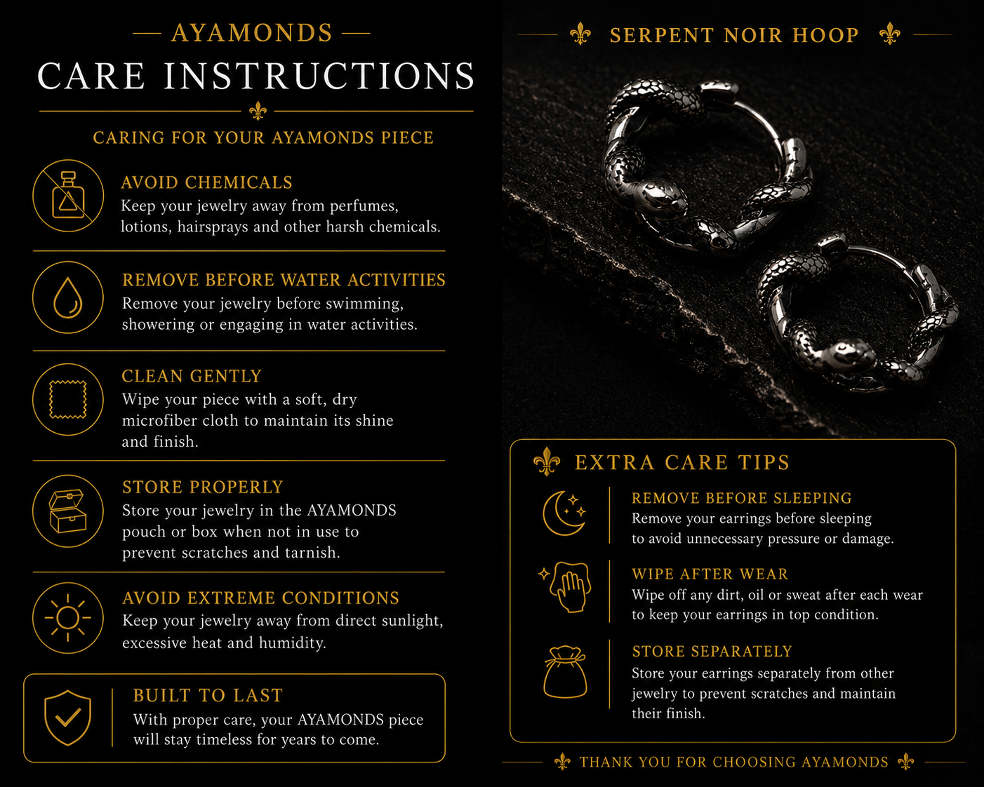 Serpent Noir Earring